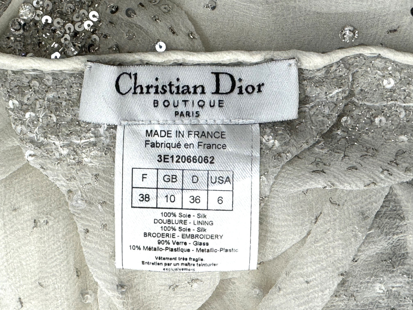 S/S 2003 Christian Dior by John Galliano Runway 20's Flapper Style Sheer White Silk Crystal Embellished Mini Dress