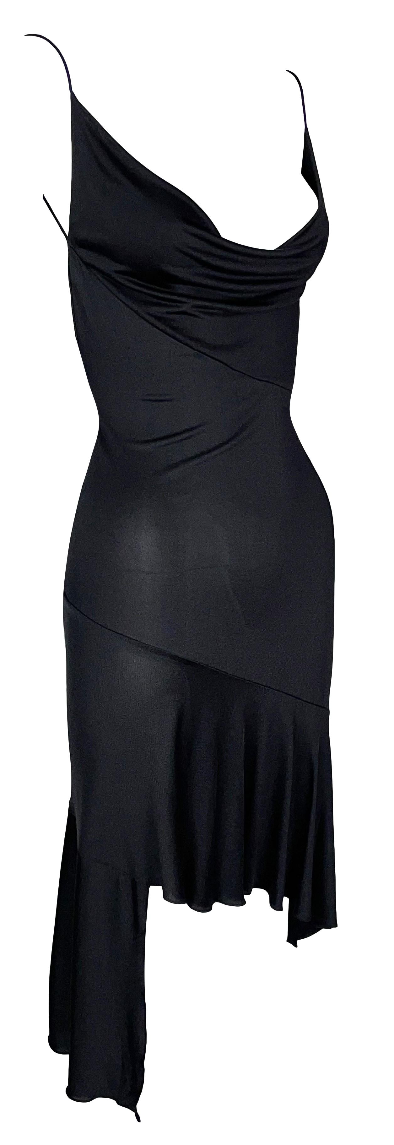 S/S 2003 Christian Dior by John Galliano Sheer Black Jersey Silk Asymmetrical Backless Dress