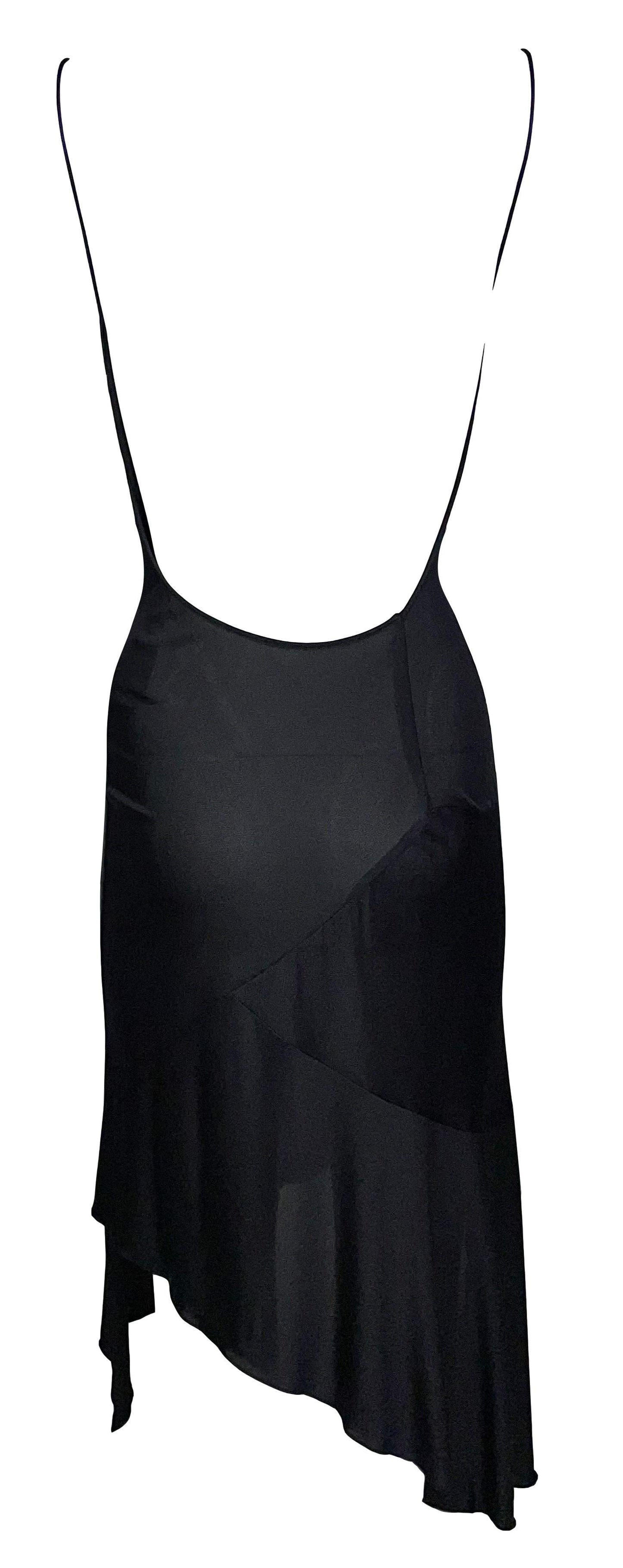 S/S 2003 Christian Dior by John Galliano Sheer Black Jersey Silk Asymmetrical Backless Dress