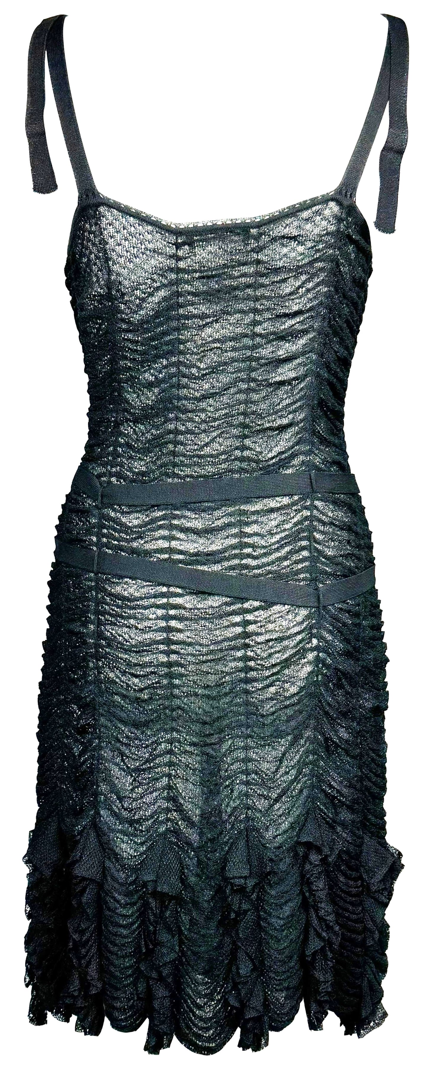 S/S 2003 Christian Dior by John Galliano Sheer Ruched Bondage Buckles Mini Dress