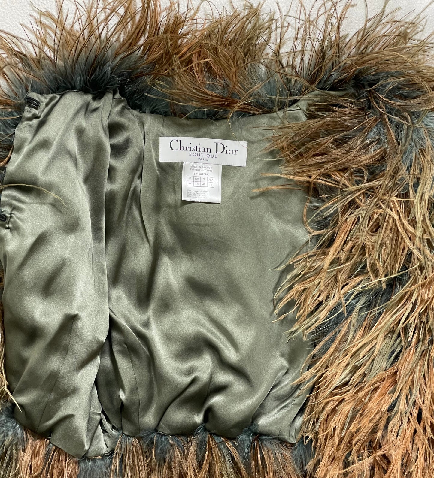 S/S 2003 Christian Dior by John Galliano Ombre Feather Cropped Jacket