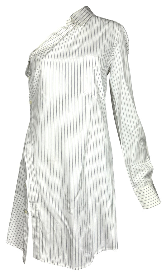 S/S 2003 Dolce & Gabbana One Arm Button Down Pinstripe High Slit Mini Dress Tunic