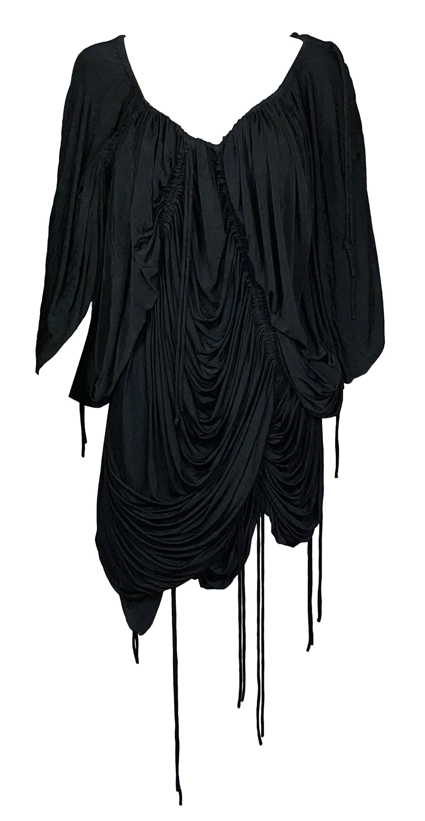 S/S 2003 Dolce & Gabbana Runway Black Slouchy Off Shoulder Mini Dress
