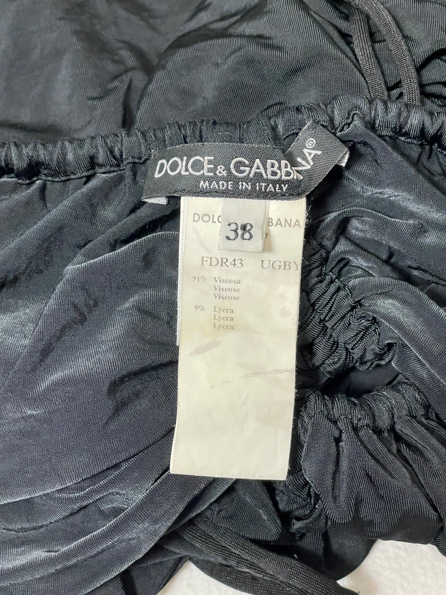S/S 2003 Dolce & Gabbana Runway Black Slouchy Off Shoulder Mini Dress