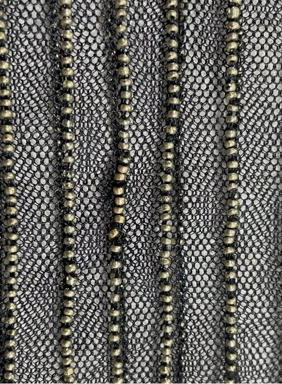 S/S 2003 Fendi by Karl Lagerfeld Runway Sheer Black Beaded Mesh Maxi Dress
