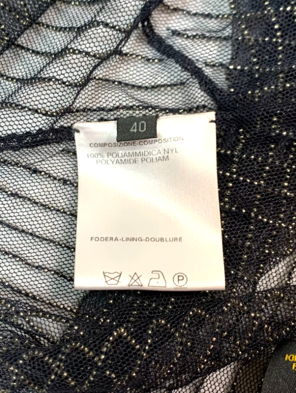 S/S 2003 Fendi by Karl Lagerfeld Runway Sheer Black Beaded Mesh Maxi Dress