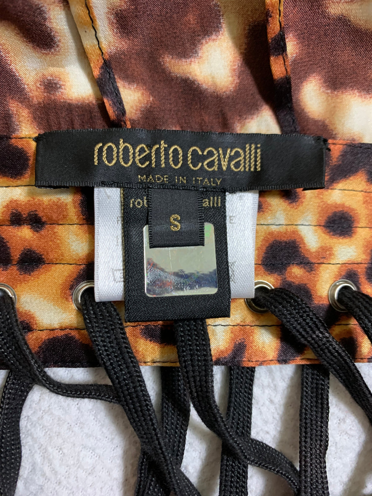 S/S 2003 Roberto Cavalli EXTREMELY RARE Extra Long Silk Reversible Kimono Dress Gown w Corset