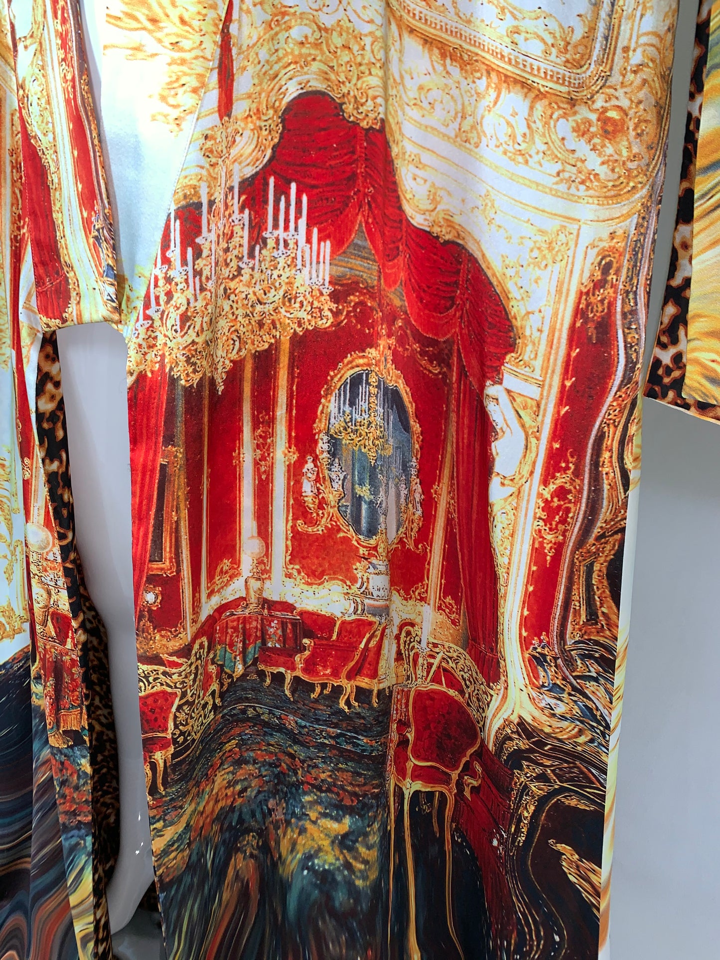 EXTREMELY RARE S/S 2003 Roberto Cavalli Extra Long Silk Reversible Kimono Dress Gown w Corset