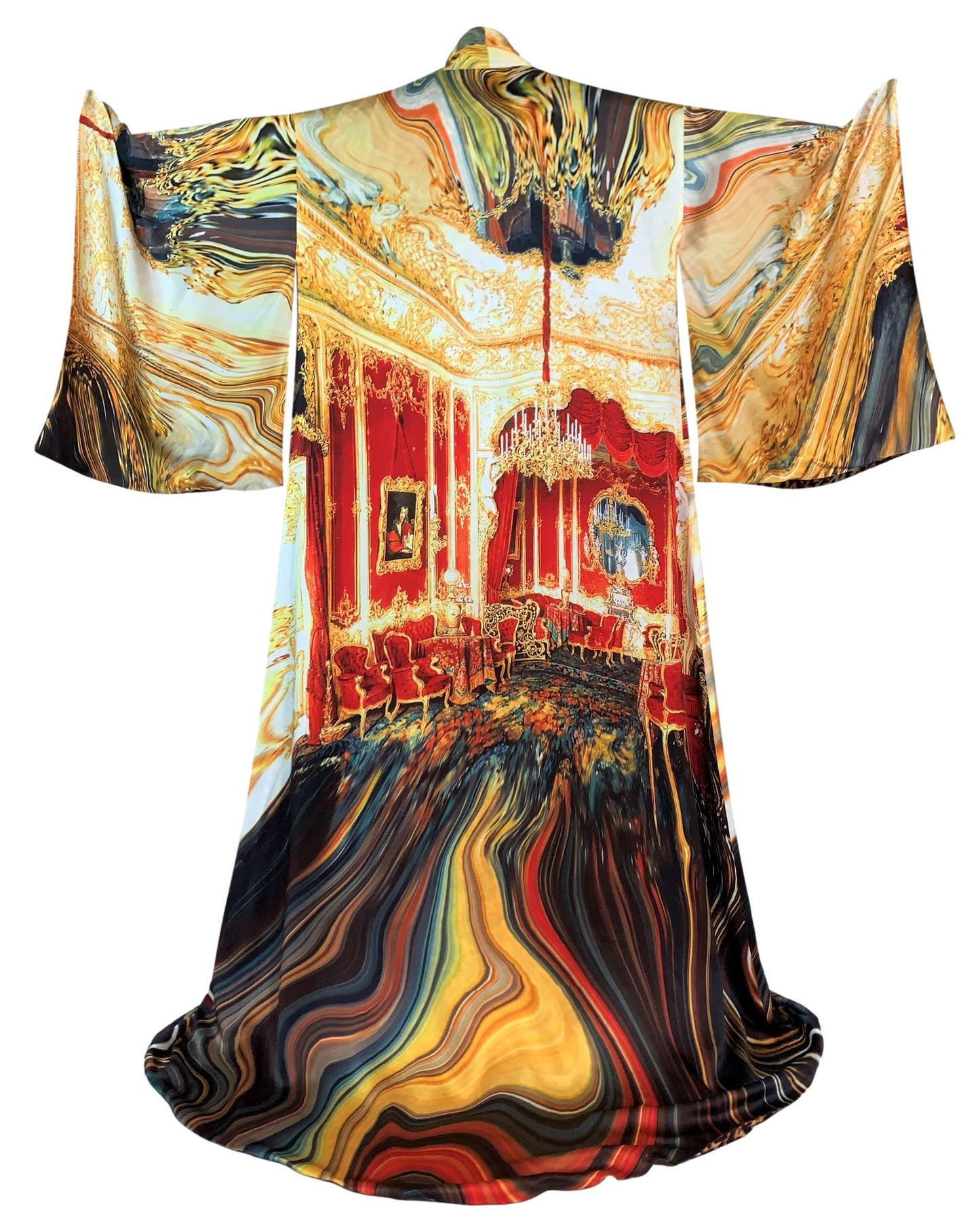 EXTREMELY RARE S/S 2003 Roberto Cavalli Extra Long Silk Reversible Kimono Dress Gown w Corset