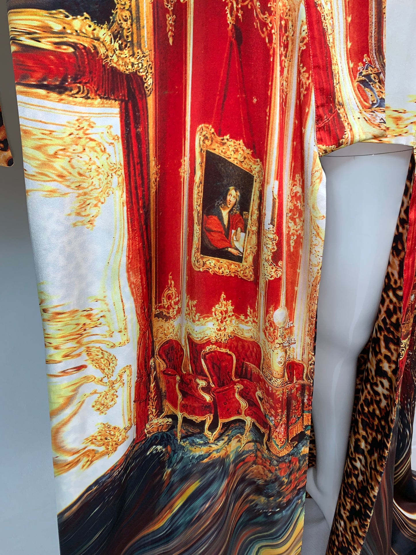 EXTREMELY RARE S/S 2003 Roberto Cavalli Extra Long Silk Reversible Kimono Dress Gown w Corset