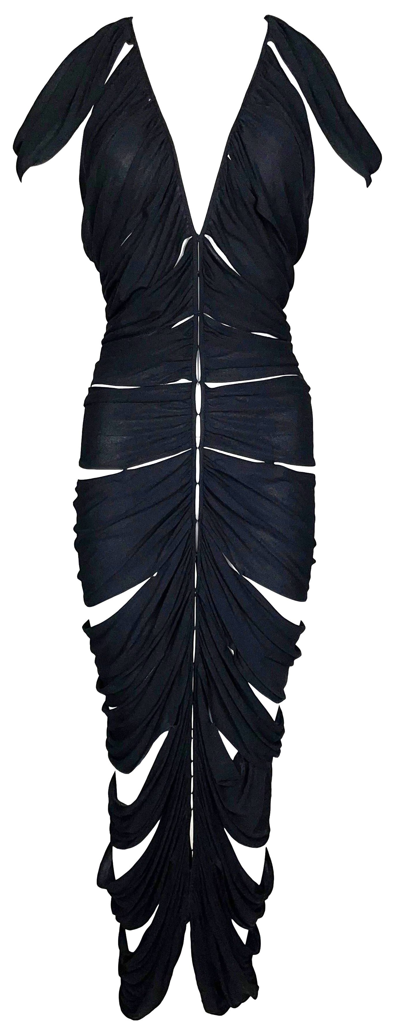S/S 2003 Yves Saint Laurent by Tom Ford Cut-Out Plunging Black Maxi Dress