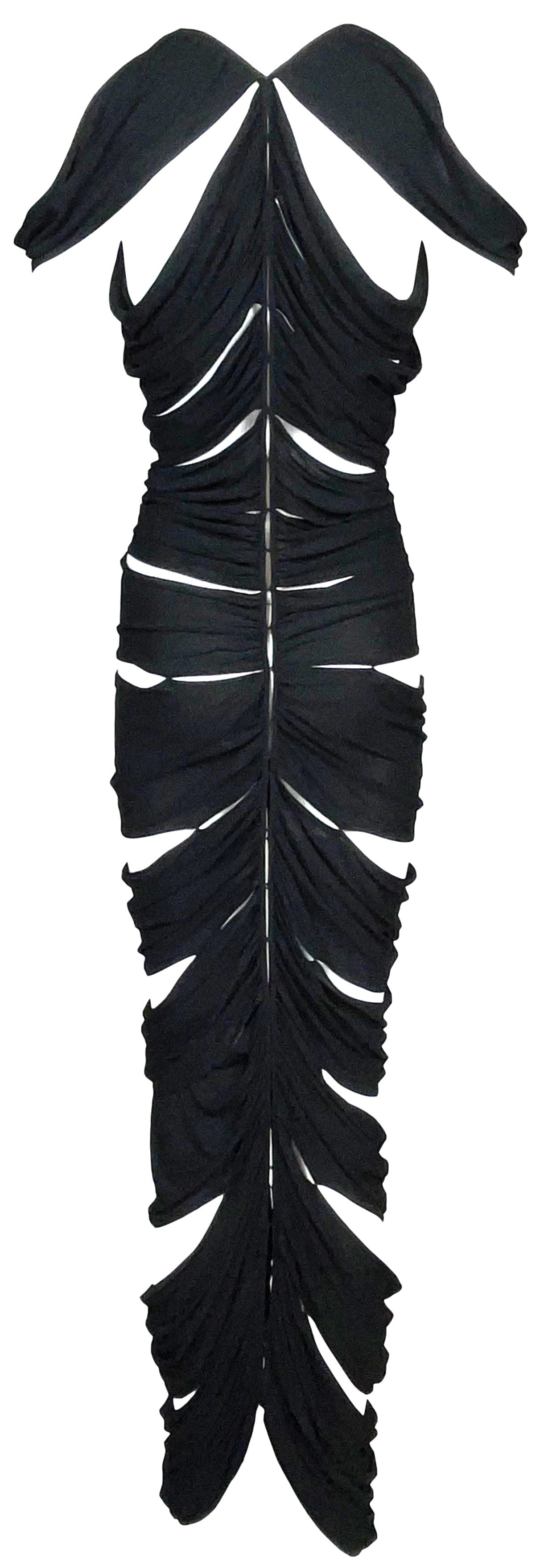 S/S 2003 Yves Saint Laurent by Tom Ford Cut-Out Plunging Black Maxi Dress
