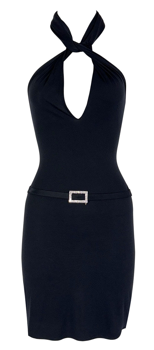 2004 Christian Dior by John Galliano Black Nylon Cut-Out Bodycon Mini Dress
