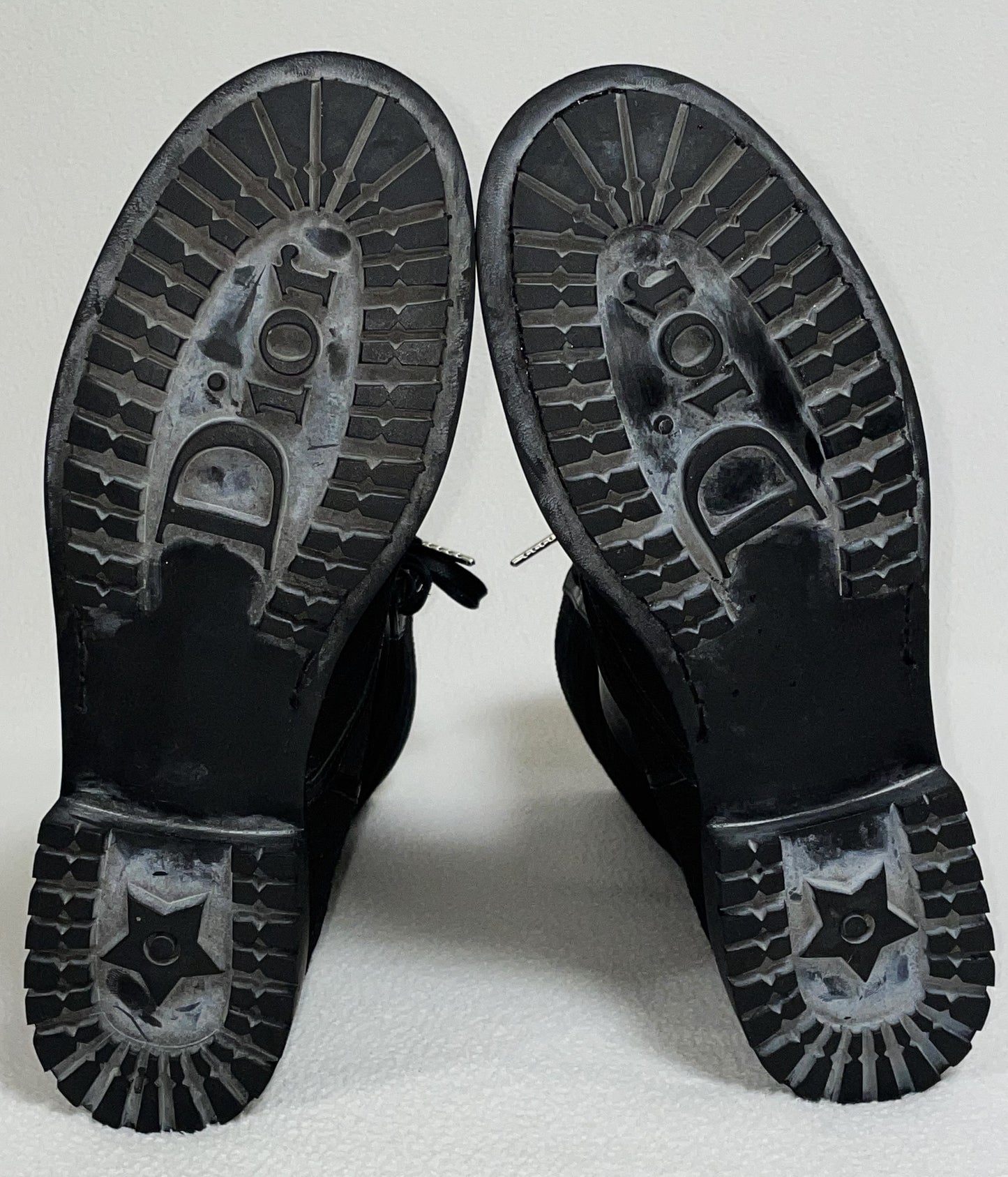 2004 Christian Dior by John Galliano Rasta Black Combat Boots Dog Tag Buckles