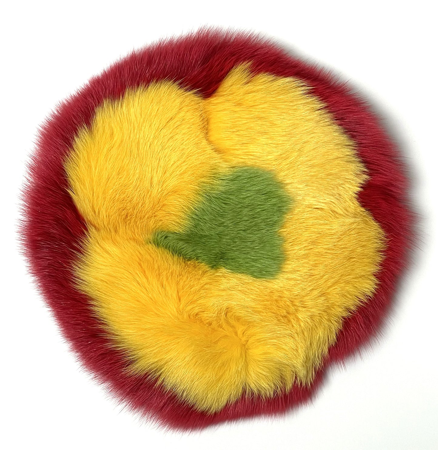 2004 Christian Dior by John Galliano Rasta Red & Yellow Fox Fur Hat