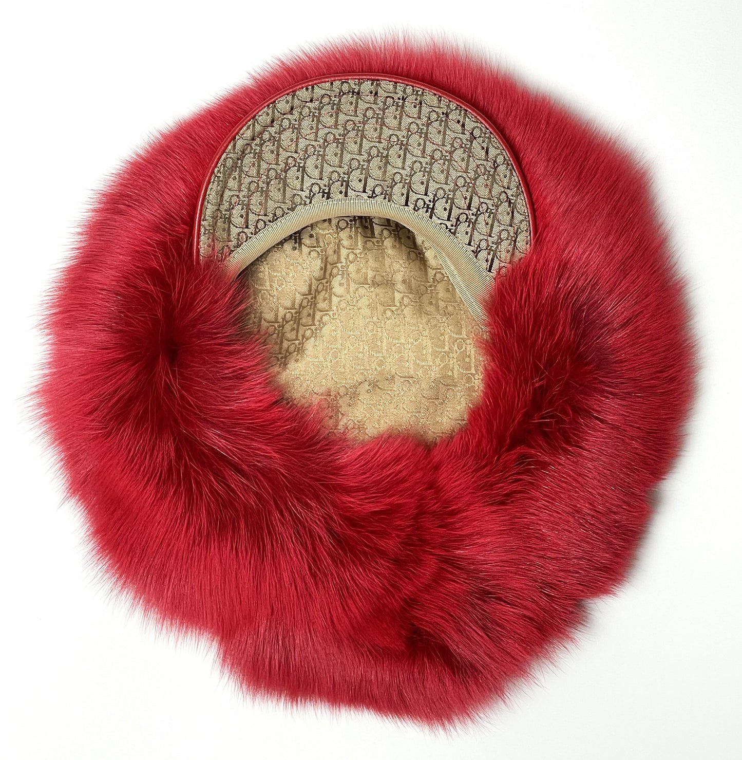 2004 Christian Dior by John Galliano Rasta Red & Yellow Fox Fur Hat