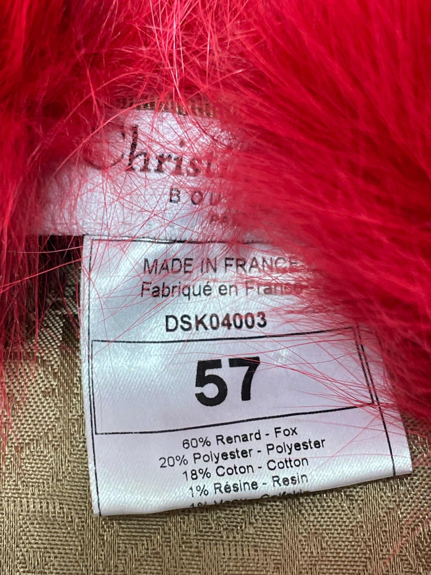 2004 Christian Dior by John Galliano Rasta Red & Yellow Fox Fur Hat