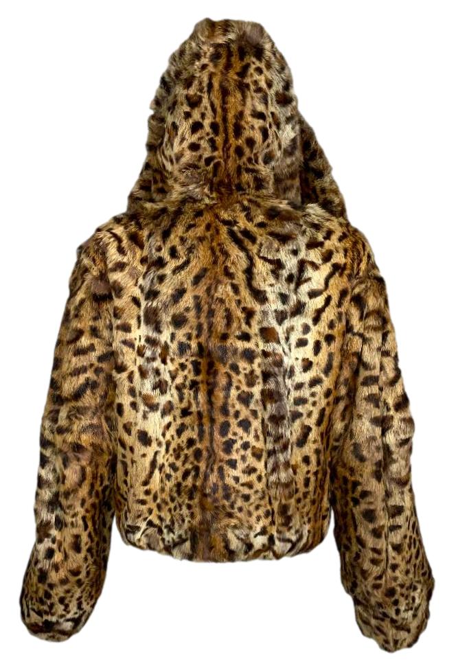 F/W 2004 Christian Dior by John Galliano Leopard Print Fur Hooded Coat Jacket