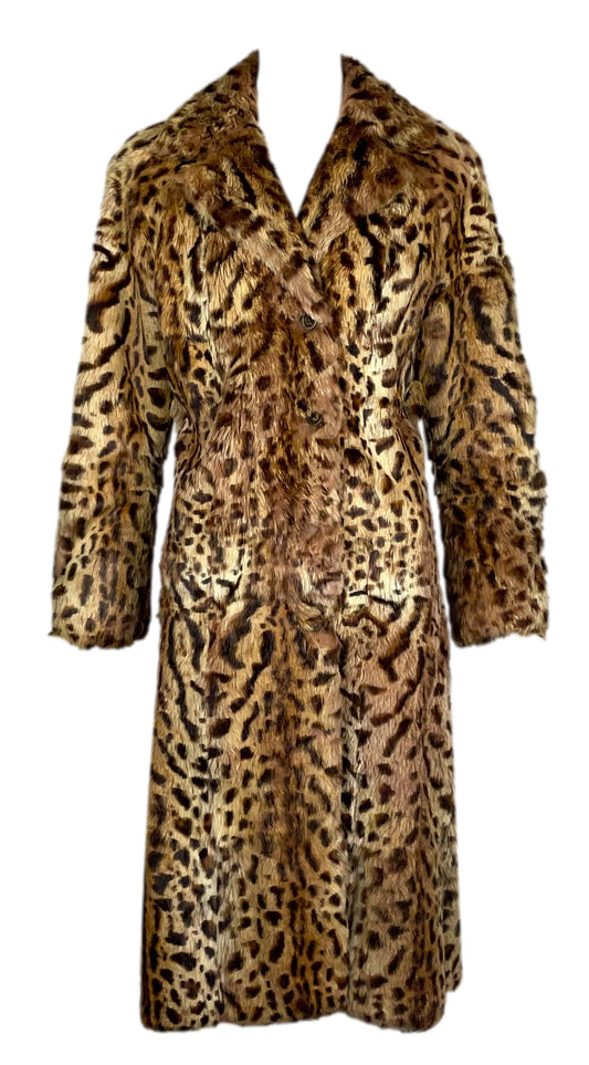 F/W 2004 Christian Dior by John Galliano Leopard Print Rabbit Fur Long Coat Jacket