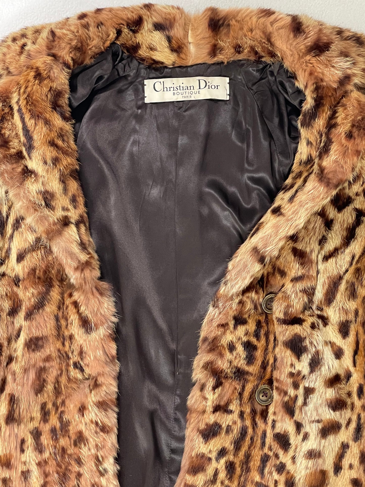 F/W 2004 Christian Dior by John Galliano Leopard Print Rabbit Fur Long Coat Jacket