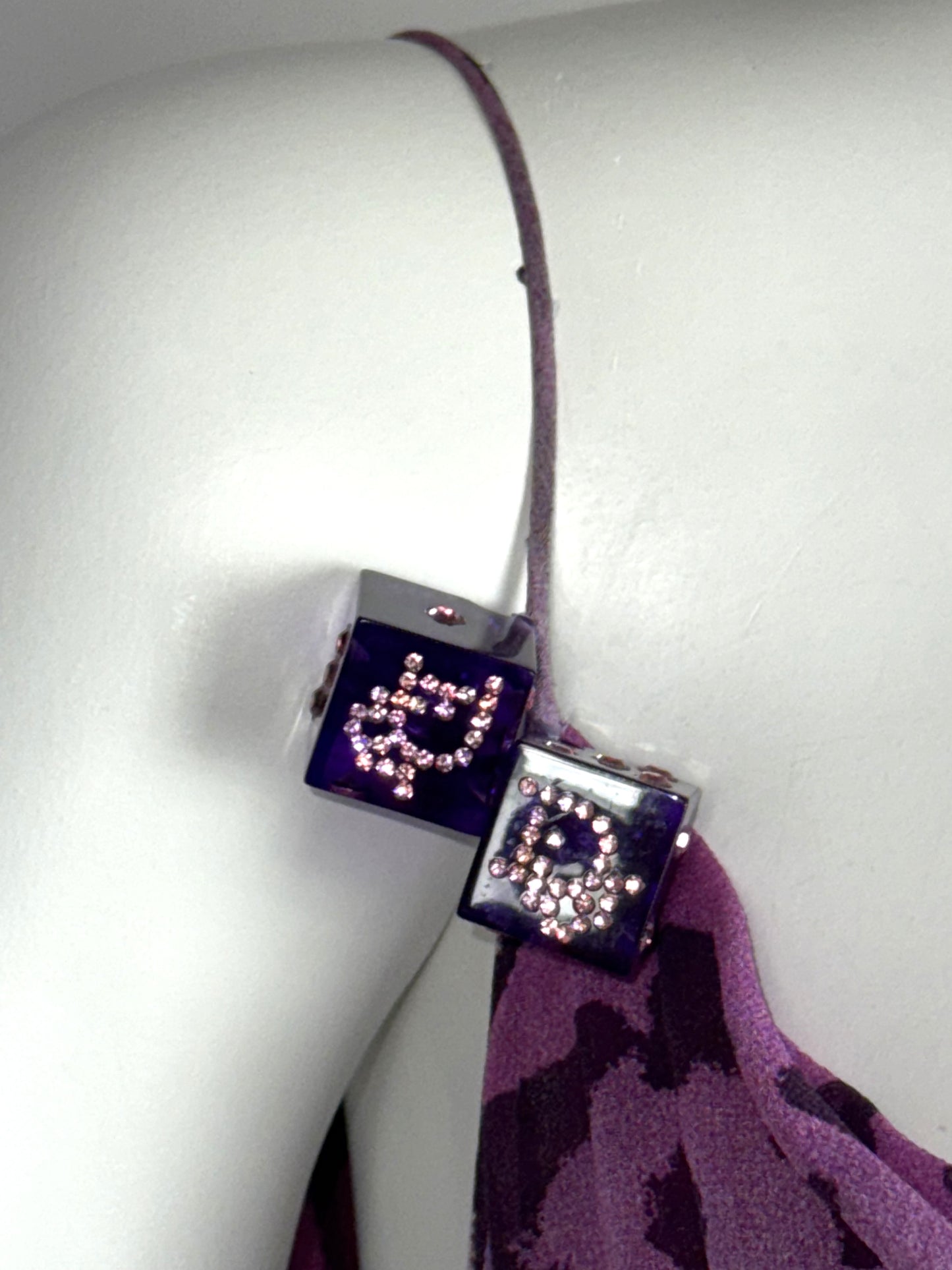 F/W 2004 Christian Dior by John Galliano Gambler Sheer Purple Leopard Silk Maxi Dress w Dice Accents