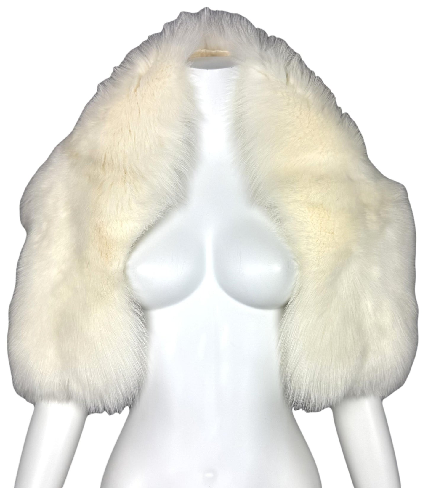 F/W 2004 Christian Dior by John Galliano Runway Winter White Fox Fur Shawl Wrap Shrug