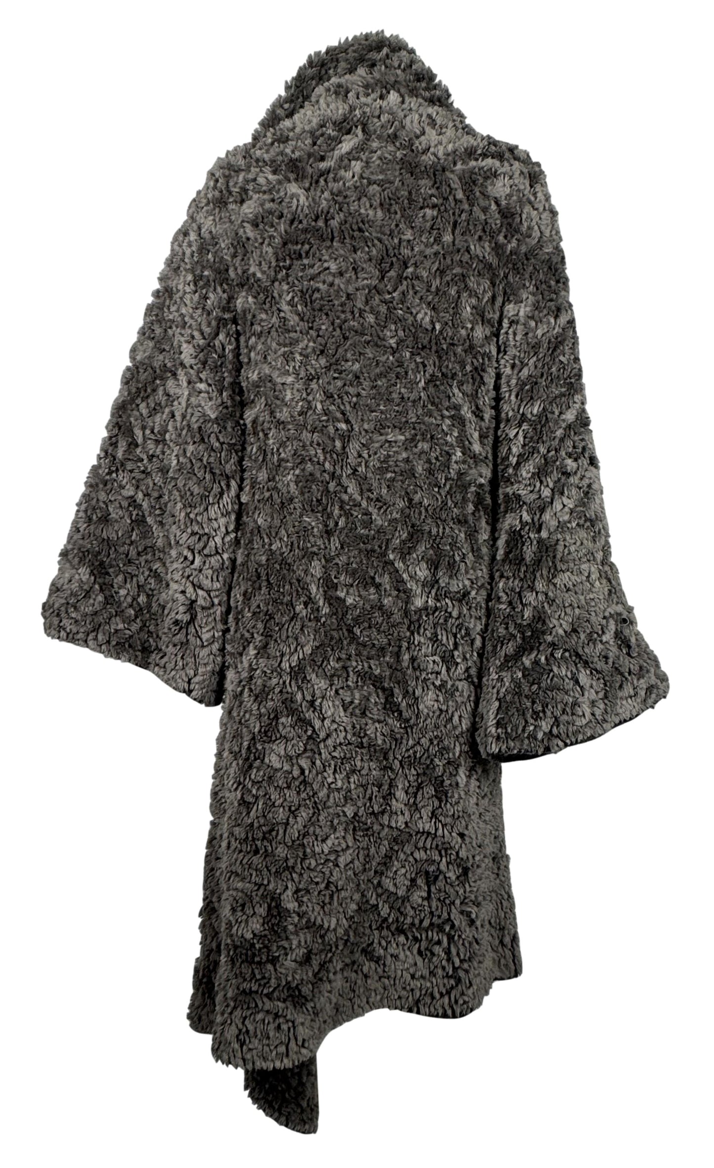 F/W 2004 Fendi by Karl Lagerfeld Runway Gray Fur Baggy Kimono Long Coat Jacket