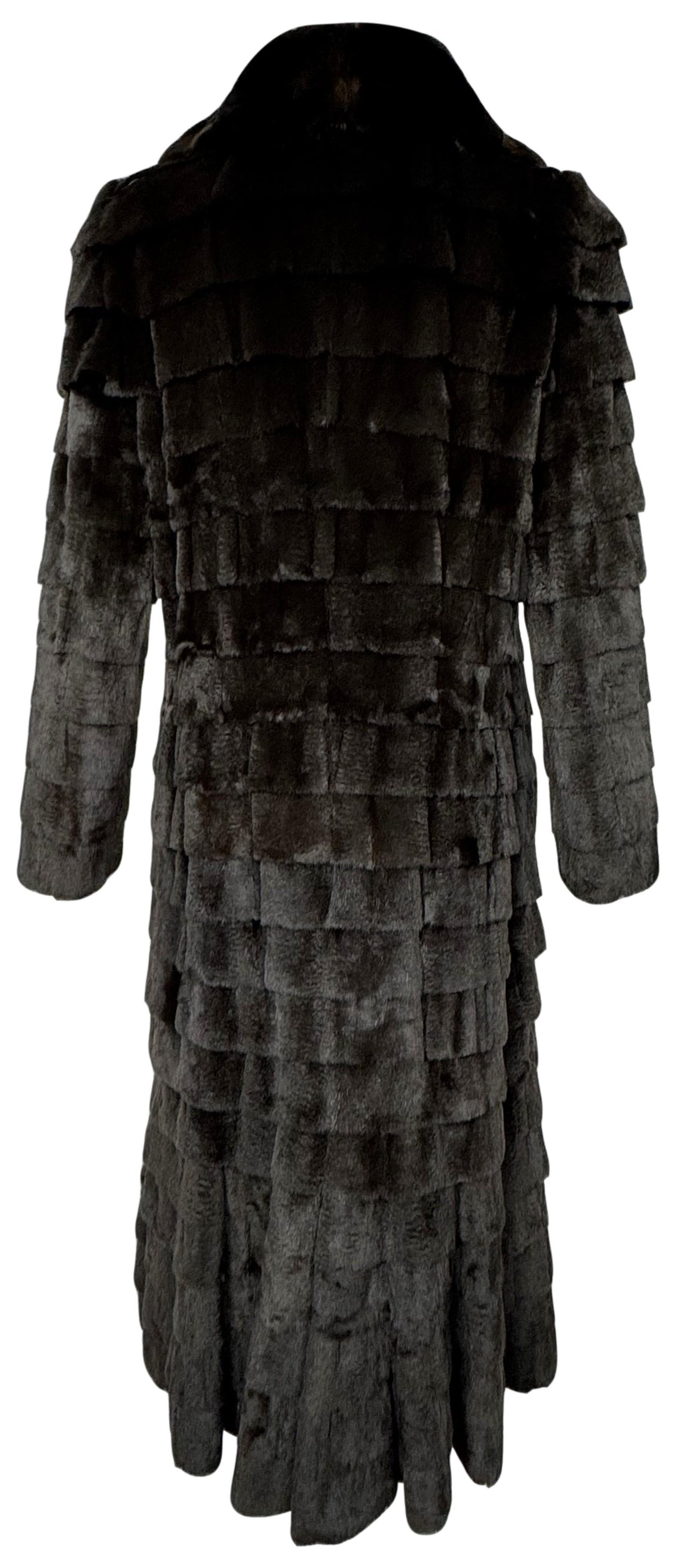 F/W 2004 Louis Vuitton by Marc Jacobs Runway Dark Brown Fur Layered Ruffle Coat Jacket