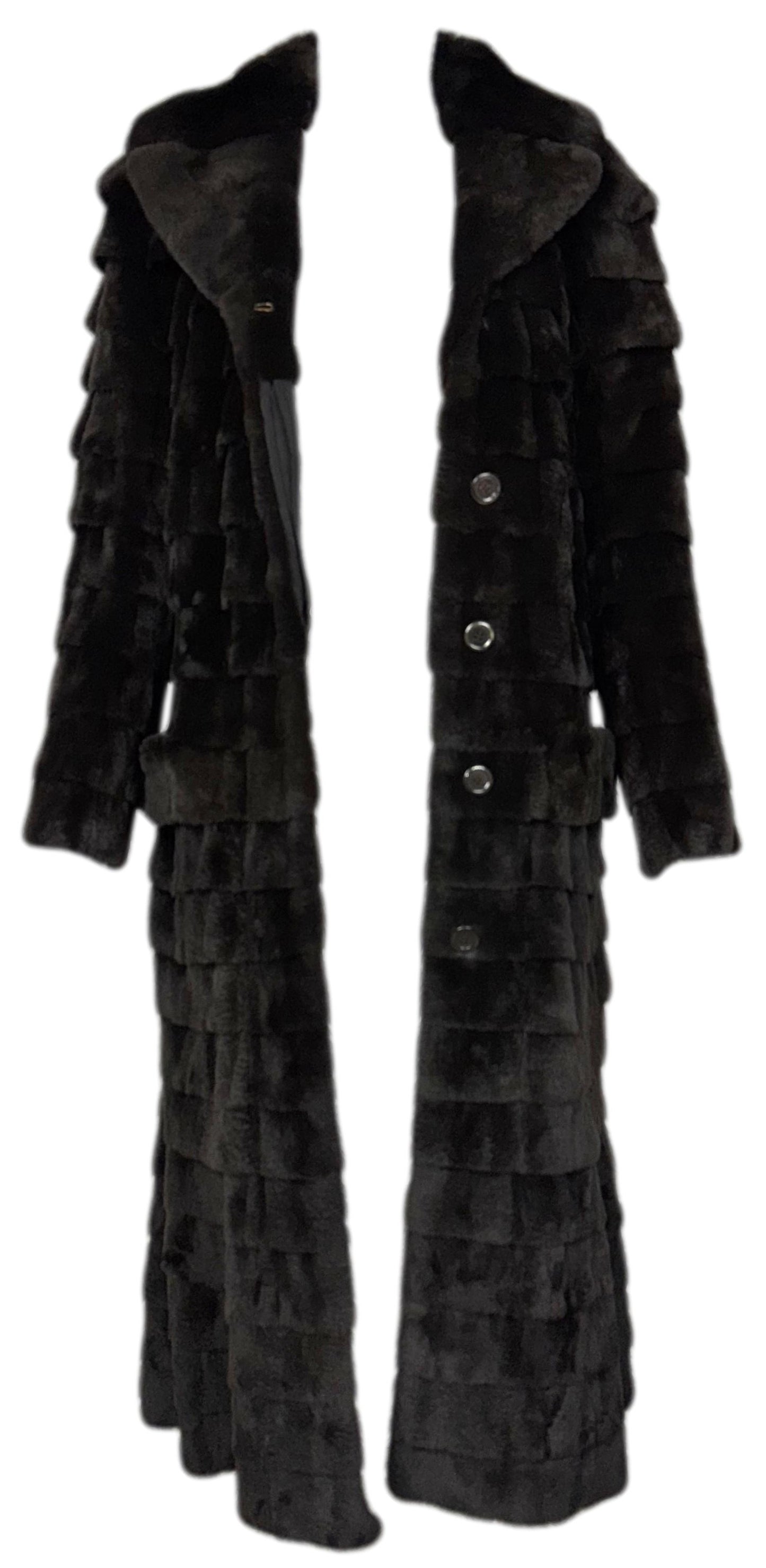 F/W 2004 Louis Vuitton by Marc Jacobs Runway Dark Brown Fur Layered Ruffle Coat Jacket