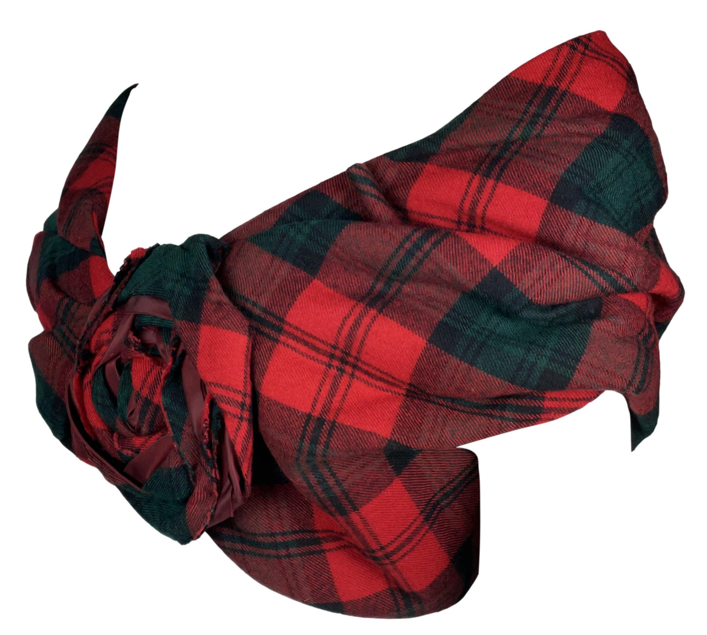 F/W 2004 Louis Vuitton by Marc Jacobs Runway Red Plaid Tartan Rose Off Shoulder Crop Top