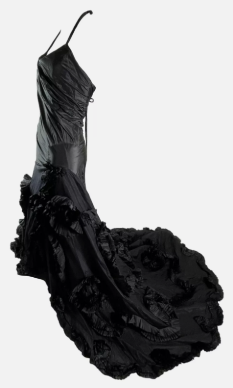 F/W 2004 Roberto Cavalli Runway Black Flamenco Corset Ball Gown Dress w Long Train