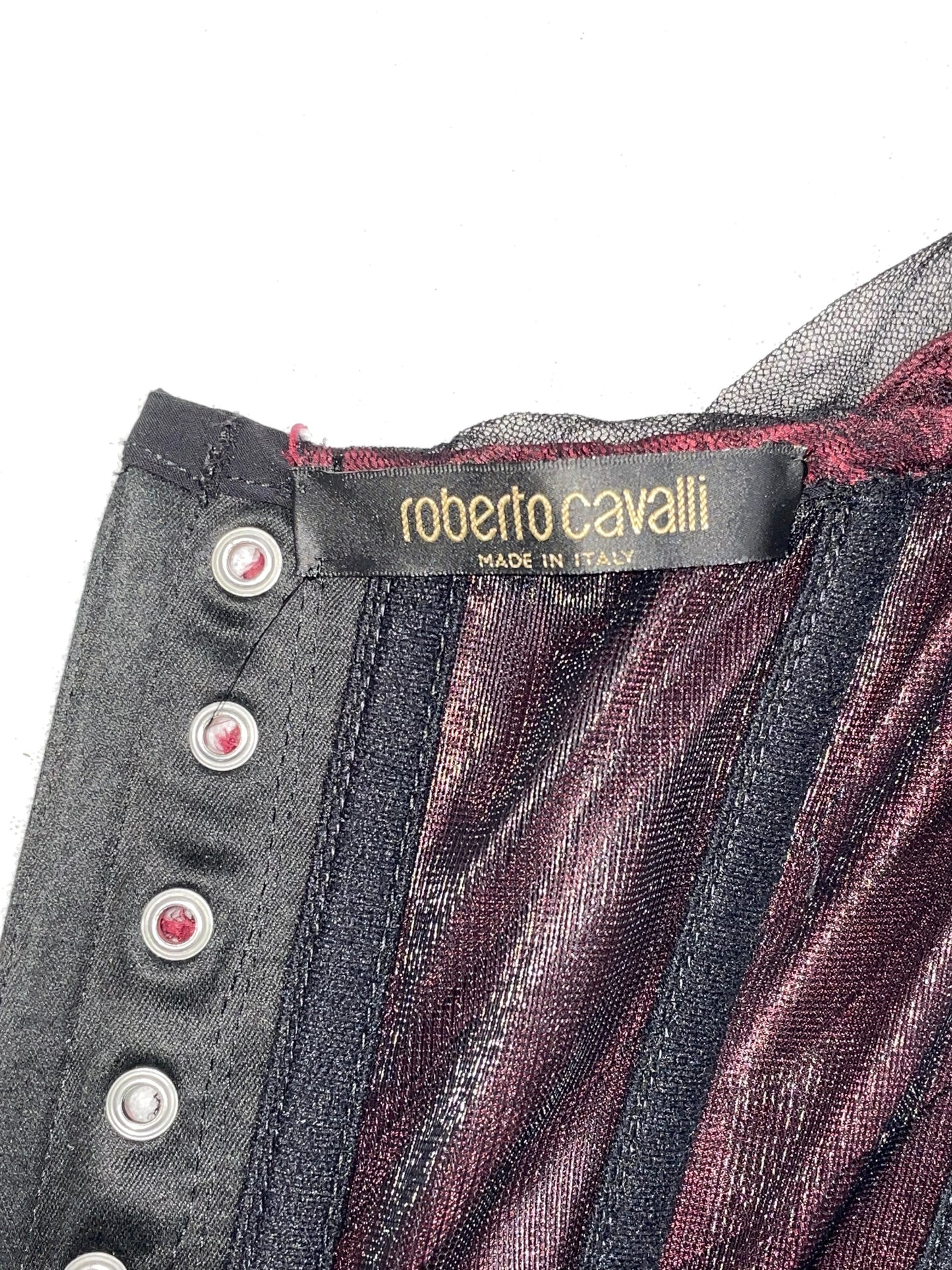 F/W 2004 Roberto Cavalli Runway Burgundy Flamenco Ball Gown Dress w Train