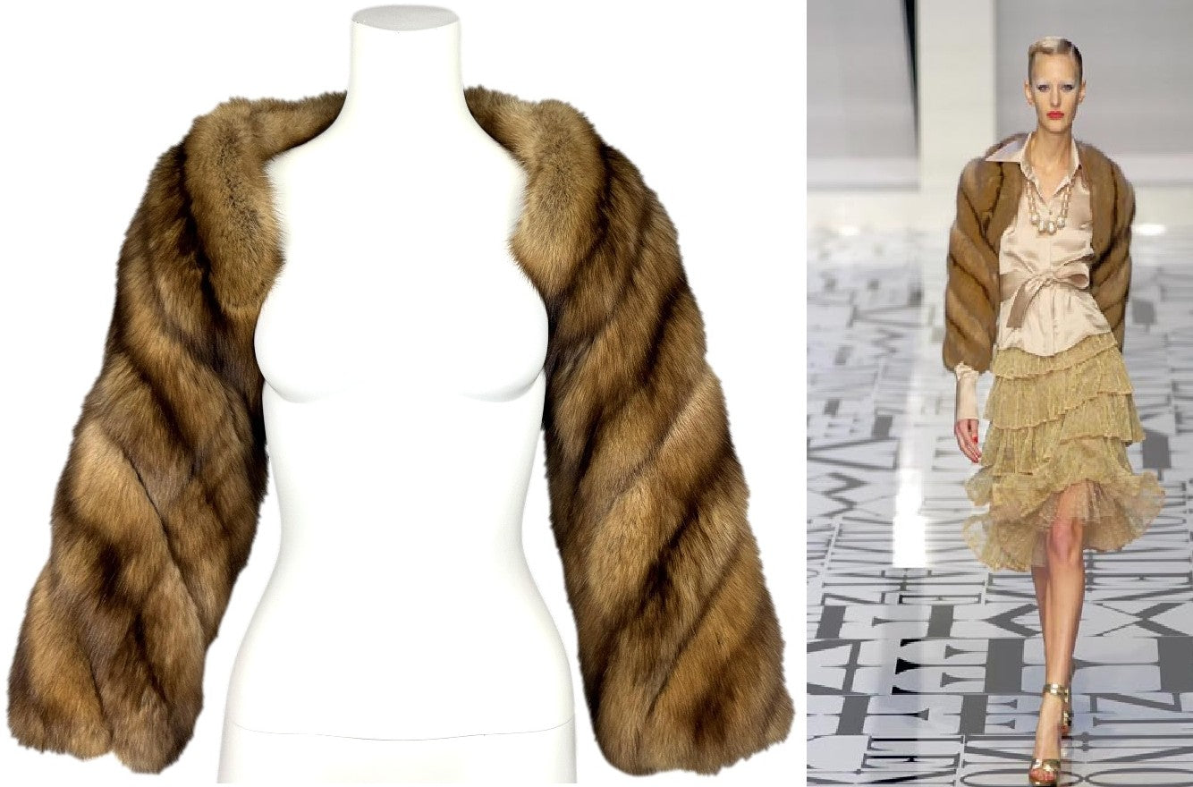 F/W 2004 Valentino Runway Chubby Sable Fur Cropped Jacket Shawl Top