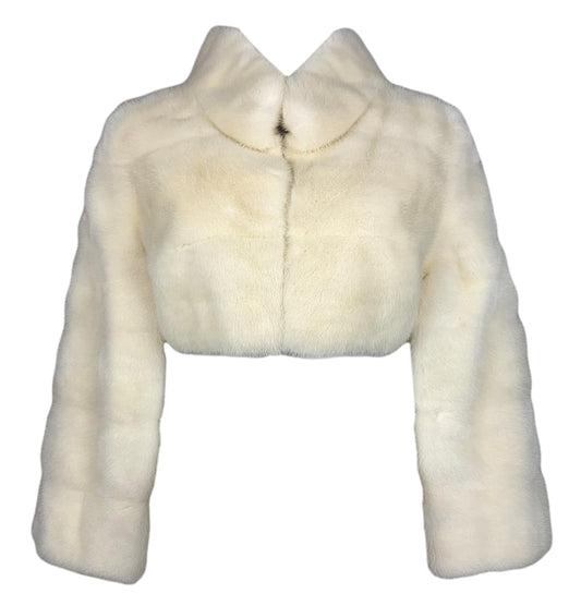 F/W 2004 Valentino Winter White Mink Fur Cropped Bell Sleeve Jacket
