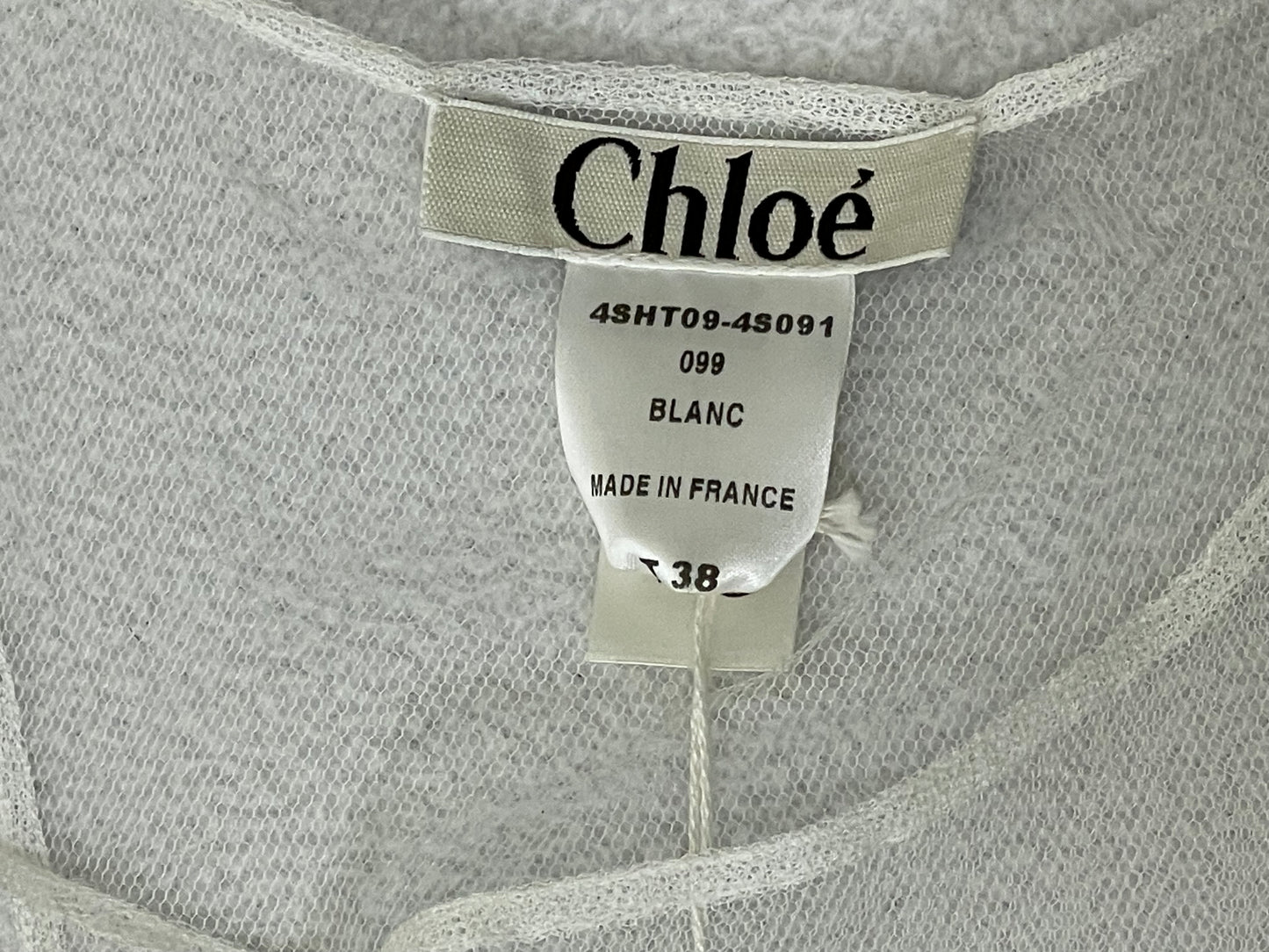 S/S 2004 Chloe Sheer Ivory Mesh Beaded Marilyn Monroe Quote Tunic Top Mini Dress