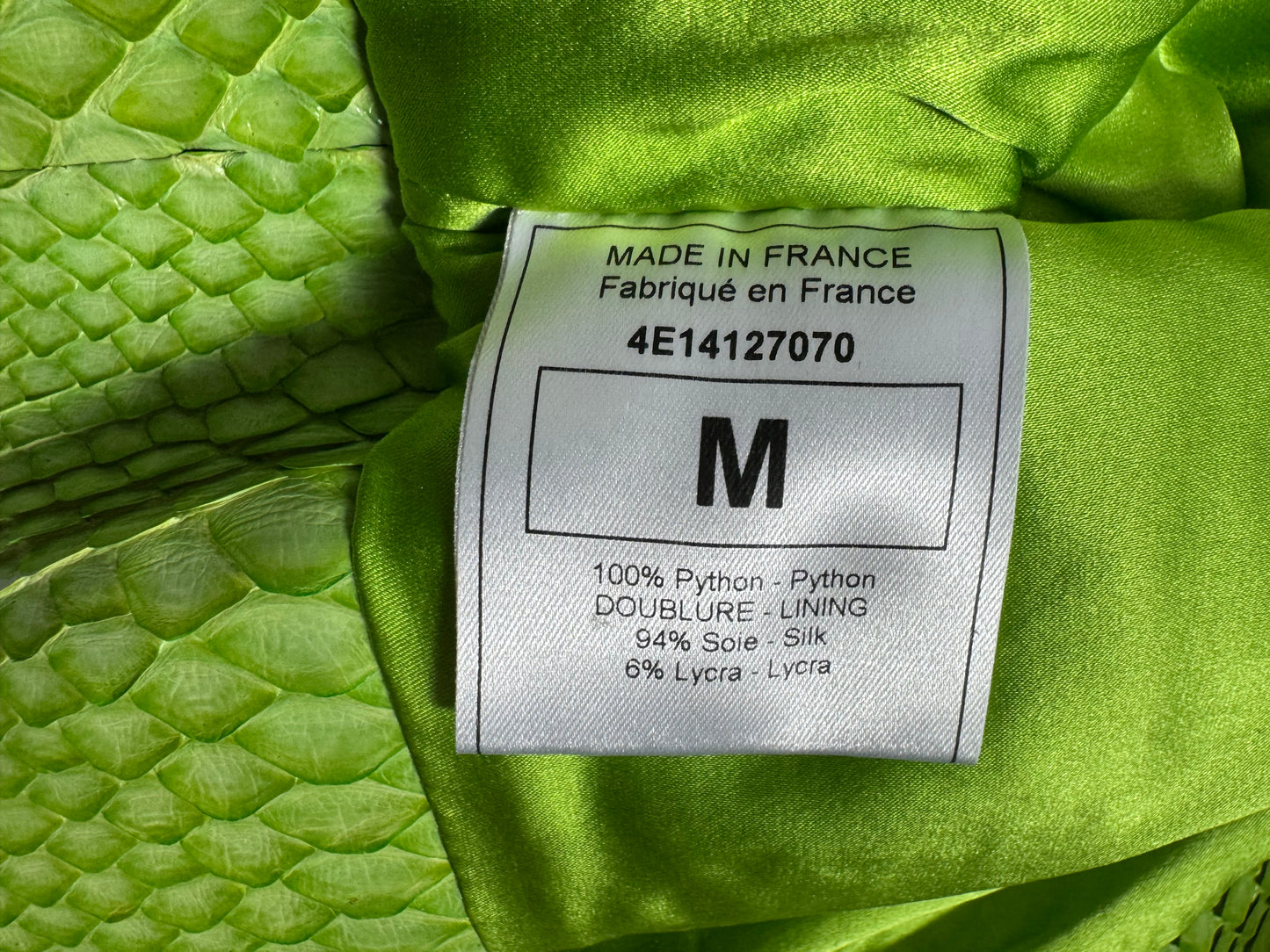 S/S 2004 Christian Dior x John Galliano Neon Green Python Snakeskin Cropped Biker Jacket