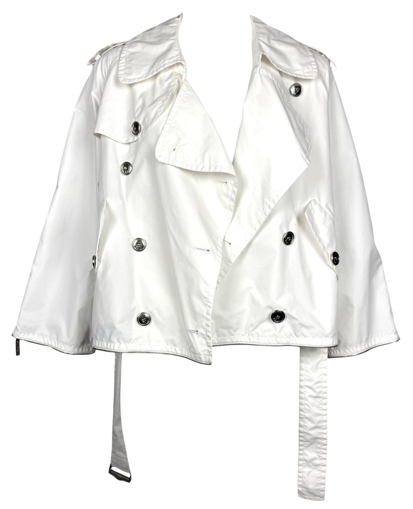 S/S 2004 Christian Dior by John Galliano White Cropped Trench Coat Jacket