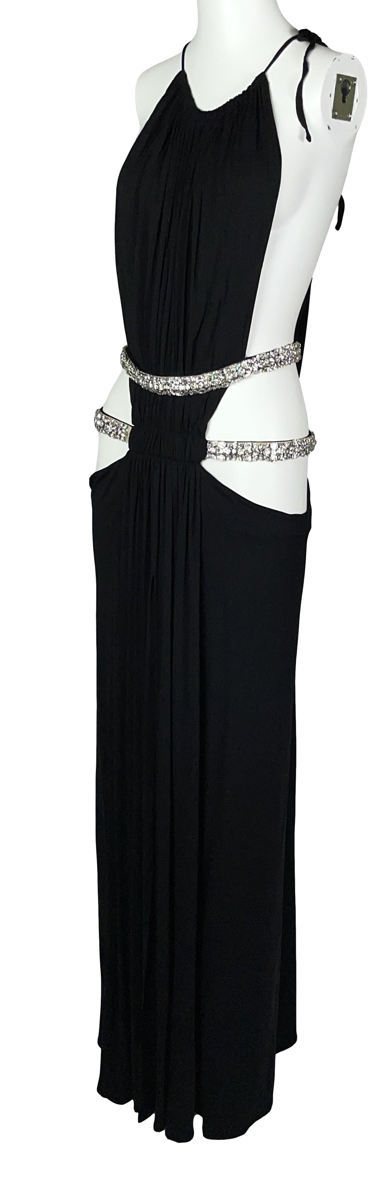 S/S 2004 Roberto Cavalli Runway Black Cut-Out Crystal Maxi Dress