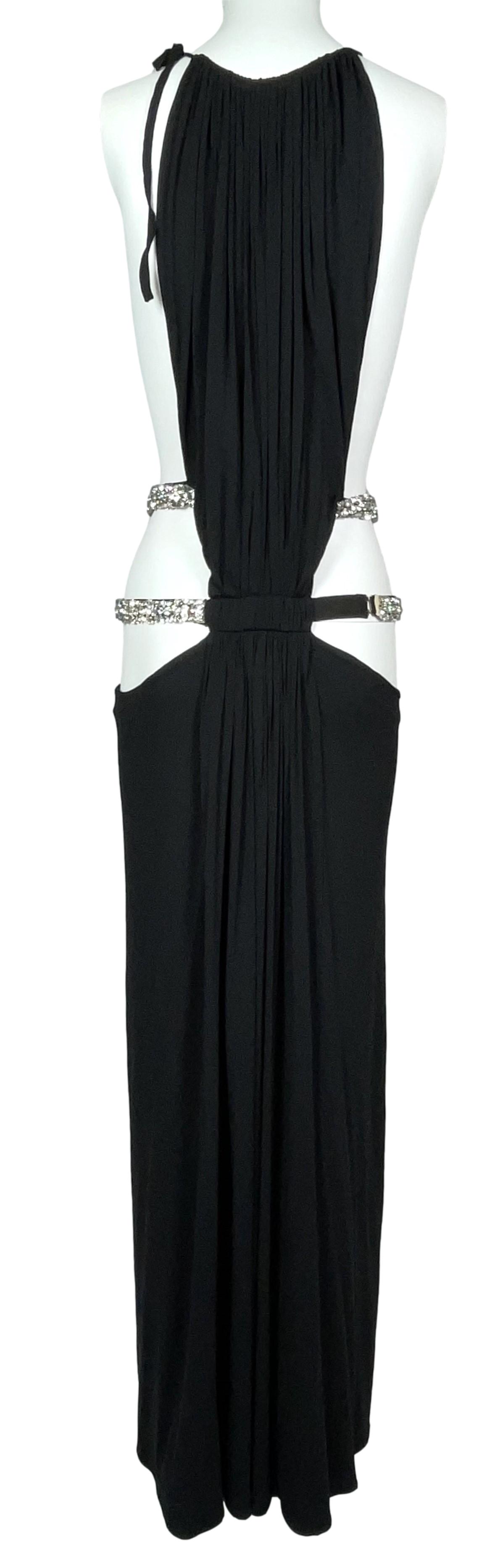S/S 2004 Roberto Cavalli Runway Black Cut-Out Crystal Maxi Dress
