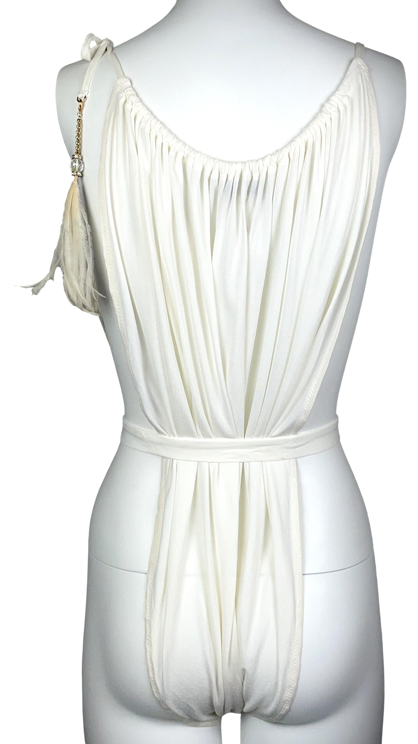 S/S 2004 Roberto Cavalli Runway Ivory Cut-Out Bodysuit Top