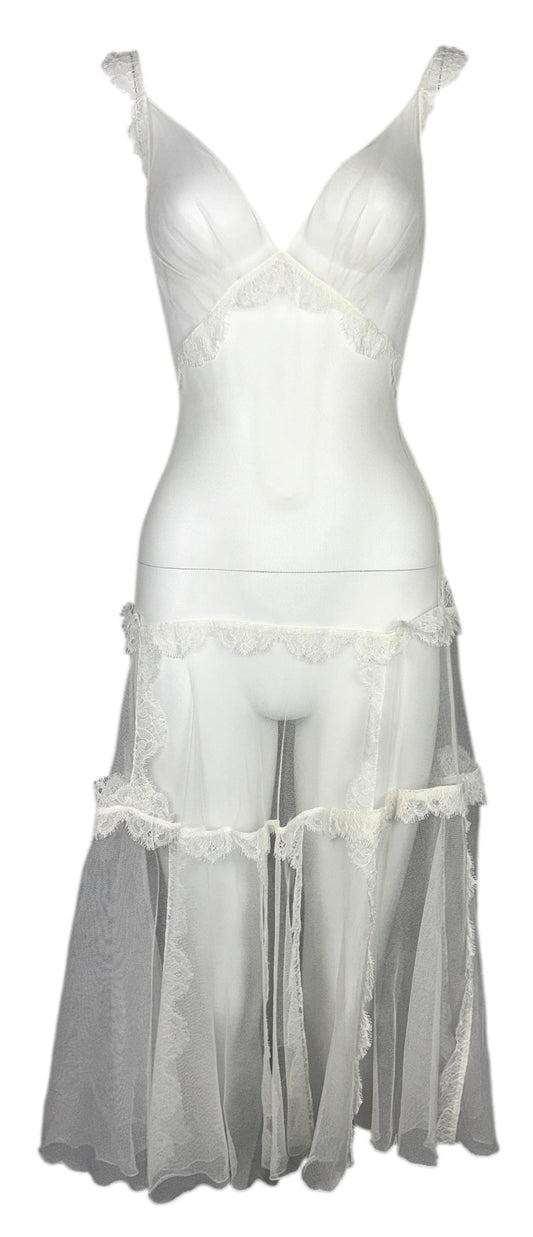 F/W 2005 Christian Dior by John Galliano Sheer Ivory Tulle Lace Ballerina Dress