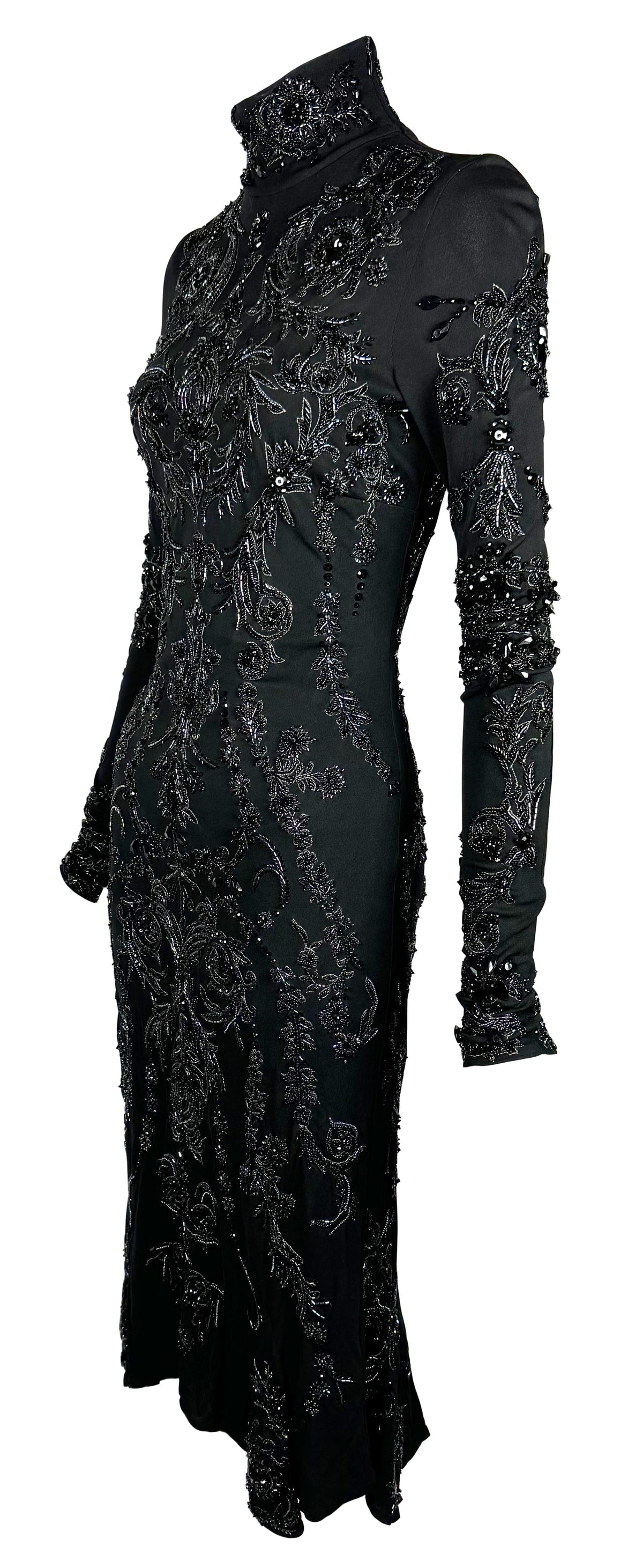 $30k F/W 2005 Roberto Cavalli RARE Special Edition Black Crystal Fully Embellished Backless Dress