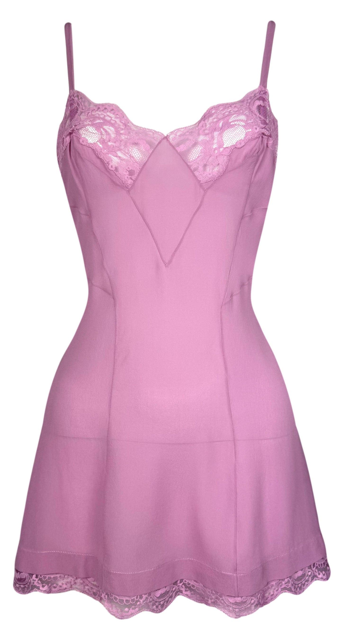 2005 Christian Dior by John Galliano Sheer Pink Stretch Silk & Lace Babydoll Lolita Mini Dress