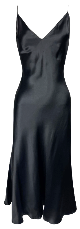 F/W 2005 Christian Dior x John Galliano Classic Black Satin 50's Style LBD Slip Dress