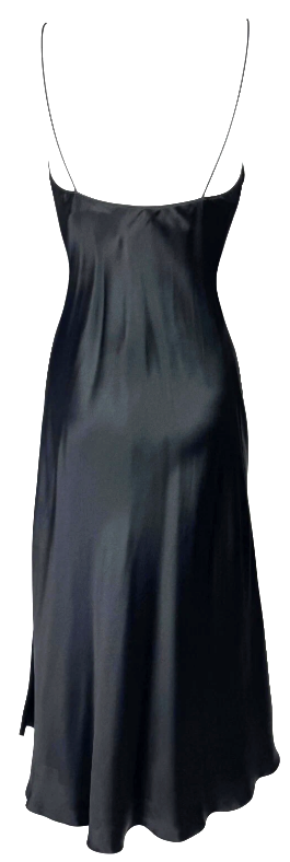 F/W 2005 Christian Dior x John Galliano Classic Black Satin 50's Style LBD Slip Dress