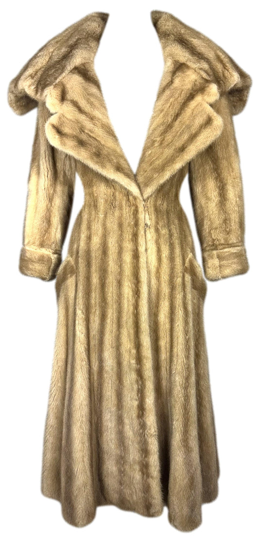 F/W 2005 Christian Dior x John Galliano 1950's Hollywood Glamour Style Princess Cut Golden Mink Long Fur Swing Coat