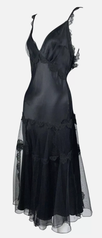 F/W 2005 Christian Dior by John Galliano Black Swan Ballerina Black Tulle Maxi Dress