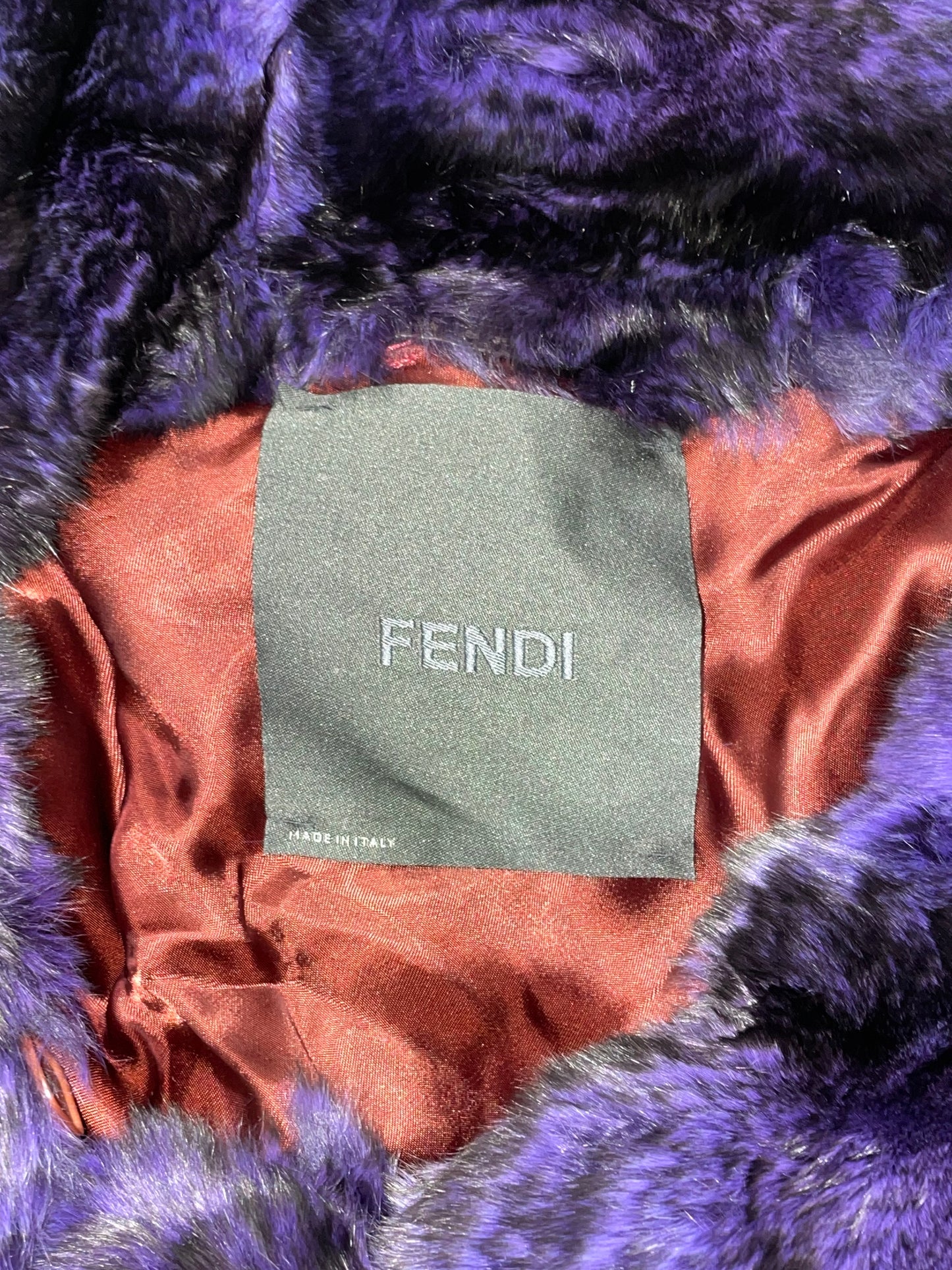 F/W 2005 Fendi Runway Purple & Black Chinchilla Fur Cape Poncho Coat