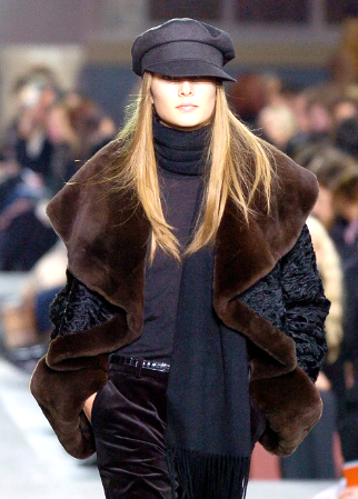 F/W 2005 Hermès by Jean Paul Gaultier Runway Black Lamb & Sheared Mink Fur Bell Sleeve Cropped Coat Jacket