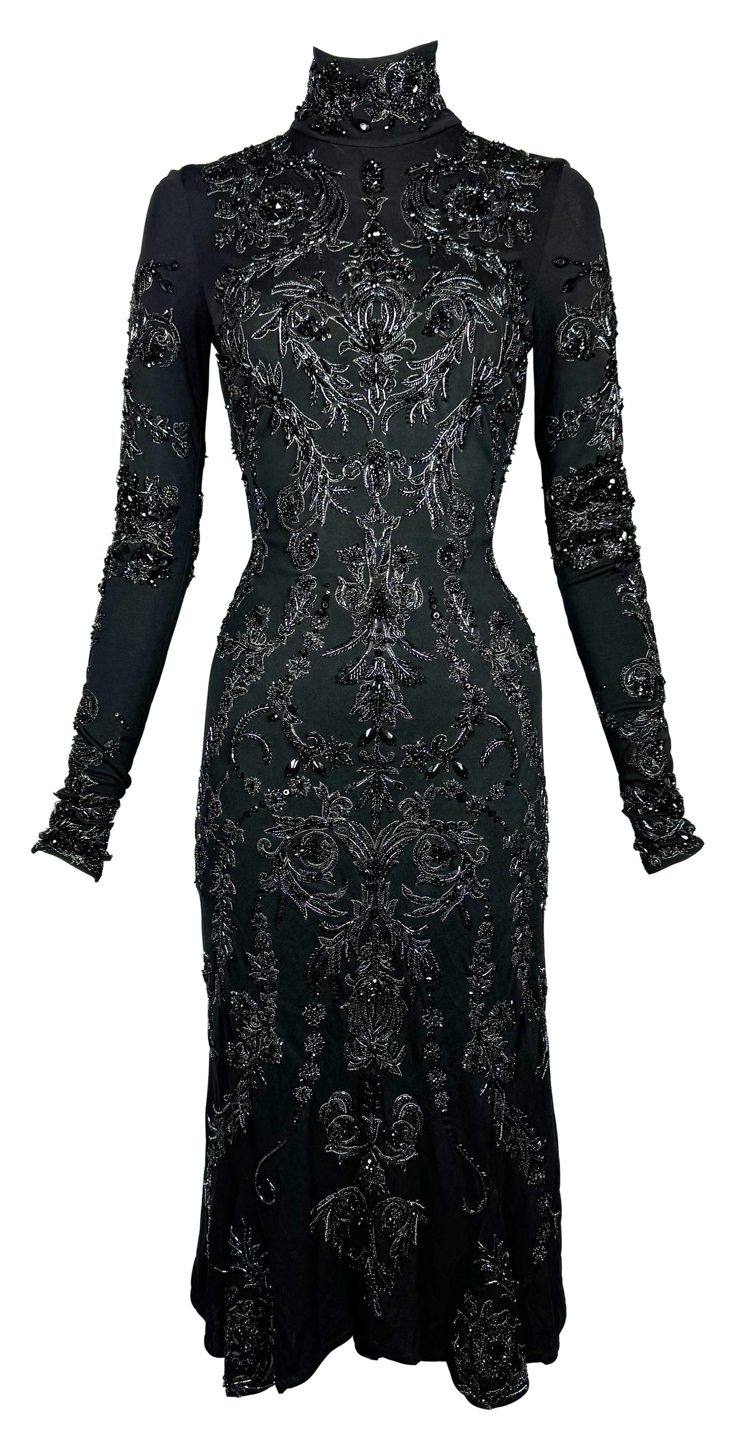 $30k F/W 2005 Roberto Cavalli RARE Special Edition Black Crystal Fully Embellished Backless Dress